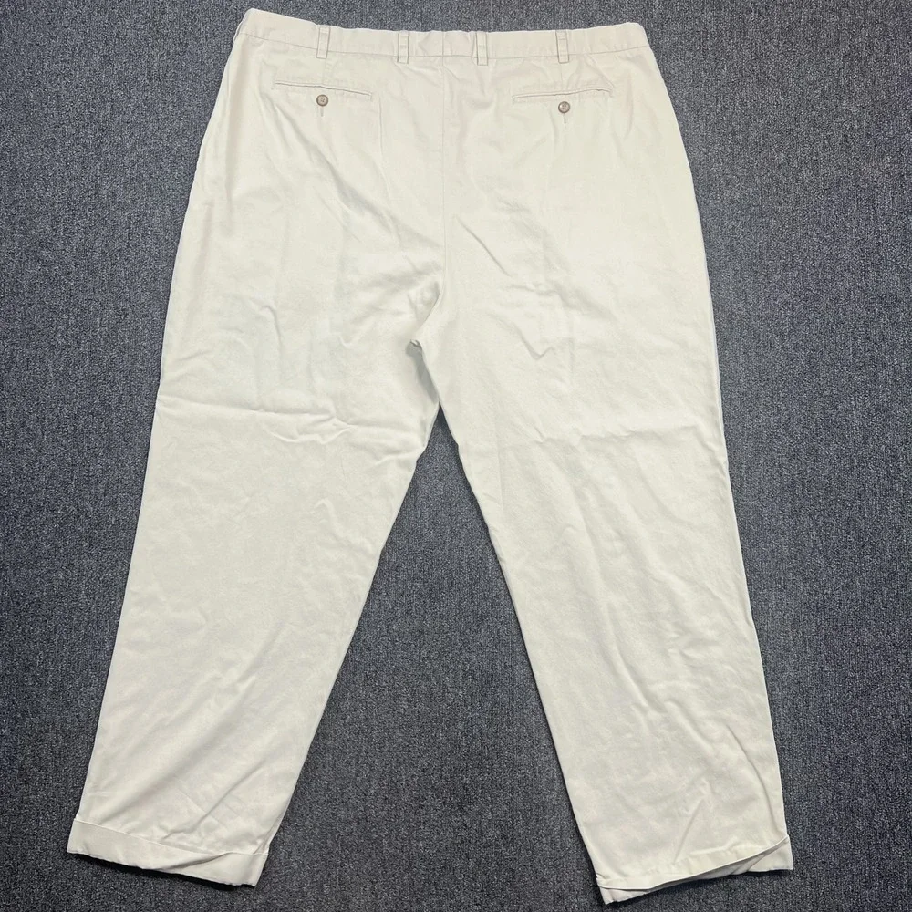 John W. Nordstrom Classic Pleated Trousers 46 Cream Tencel Blend Quiet Luxury